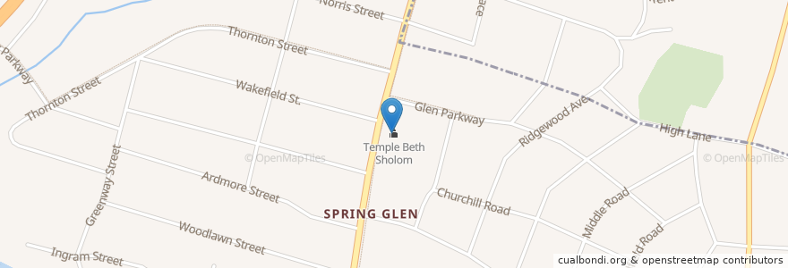 Mapa de ubicacion de Temple Beth Sholom en Estados Unidos Da América, Connecticut, New Haven County, Hamden.