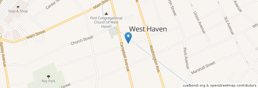 Mapa de ubicacion de Westside Church of Christ en Verenigde Staten, Connecticut, New Haven County, West Haven.