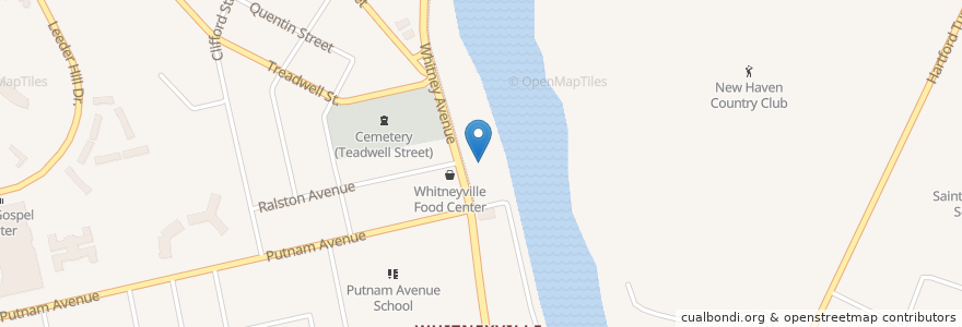 Mapa de ubicacion de Whitneyville Congregational Church en 美利坚合众国/美利堅合眾國, 康涅狄格州 / 康乃狄克州, New Haven County, Hamden.