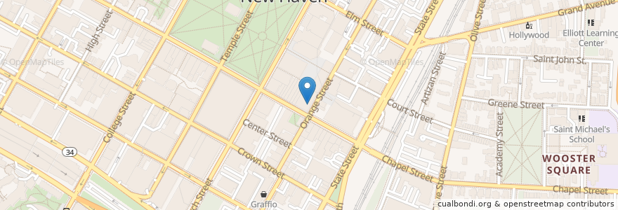 Mapa de ubicacion de Young Men's Institute en 미국, 코네티컷, New Haven County, New Haven.