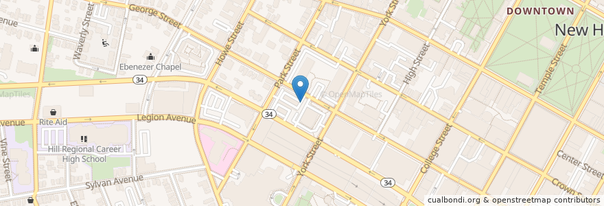 Mapa de ubicacion de Agape Christian Center en 美利坚合众国/美利堅合眾國, 康涅狄格州 / 康乃狄克州, New Haven County, New Haven.