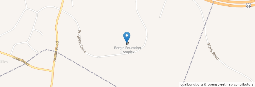 Mapa de ubicacion de Bergin Education Complex en 美利坚合众国/美利堅合眾國, 康涅狄格州 / 康乃狄克州, New Haven County, Waterbury.