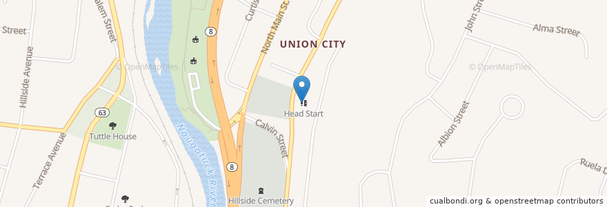Mapa de ubicacion de Head Start en 美利坚合众国/美利堅合眾國, 康涅狄格州 / 康乃狄克州, New Haven County, Naugatuck.