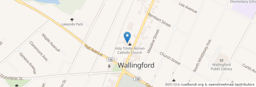 Mapa de ubicacion de Holy Trinity Roman Catholic Church en 미국, 코네티컷, New Haven County.