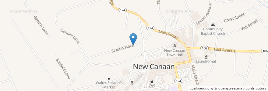Mapa de ubicacion de First Church of Christ Scientist en 美利坚合众国/美利堅合眾國, 康涅狄格州 / 康乃狄克州, Fairfield County, New Canaan.