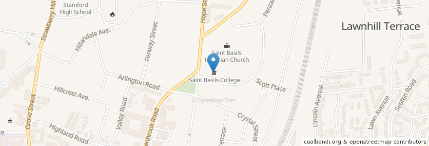 Mapa de ubicacion de Saint Basils College en 美利坚合众国/美利堅合眾國, 康涅狄格州 / 康乃狄克州, Fairfield County, Stamford.