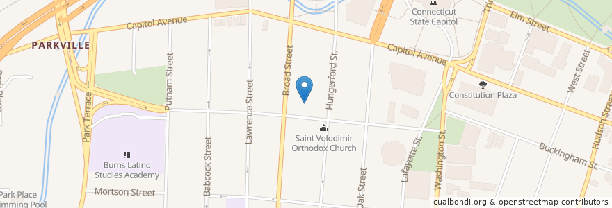 Mapa de ubicacion de Bethesda Baptist Church en الولايات المتّحدة الأمريكيّة, كونيتيكت, Hartford County, Hartford.