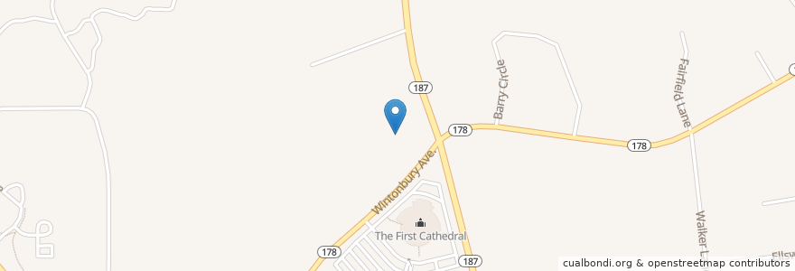 Mapa de ubicacion de Christ the King Church en الولايات المتّحدة الأمريكيّة, كونيتيكت, Hartford County, Bloomfield.