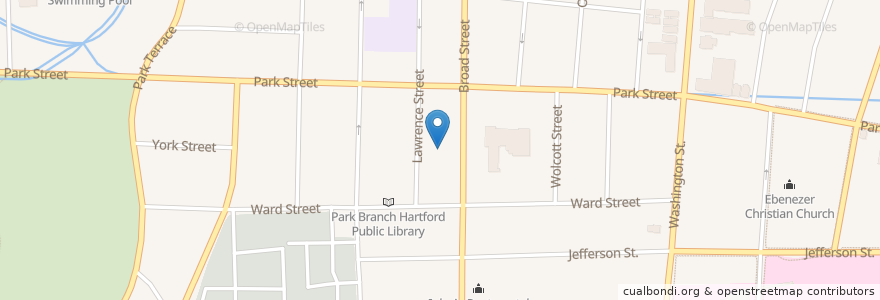 Mapa de ubicacion de Church of God Pentecostal en 美利坚合众国/美利堅合眾國, 康涅狄格州 / 康乃狄克州, Hartford County, Hartford.