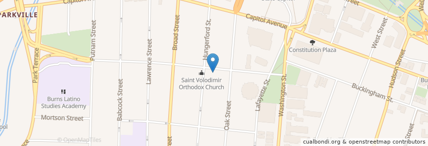 Mapa de ubicacion de Hartford Full Gospel Church en الولايات المتّحدة الأمريكيّة, كونيتيكت, Hartford County, Hartford.
