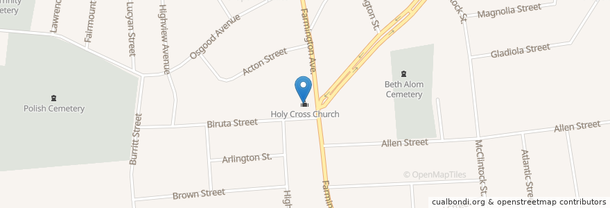 Mapa de ubicacion de Holy Cross Church en الولايات المتّحدة الأمريكيّة, كونيتيكت, Hartford County, New Britain.