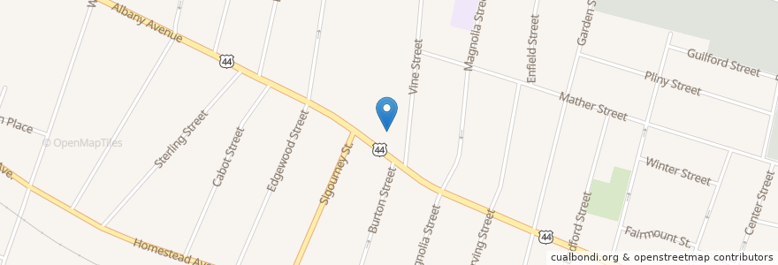 Mapa de ubicacion de Horace Bushnell Congregational Church en アメリカ合衆国, コネチカット州, Hartford County, Hartford.