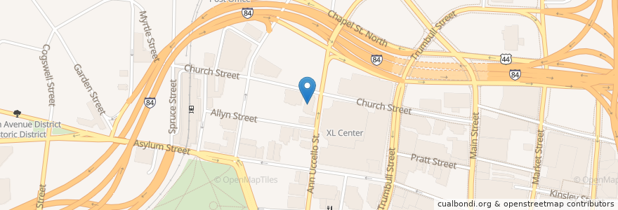 Mapa de ubicacion de Saint Patrick-Saint Anthony Church en 美利坚合众国/美利堅合眾國, 康涅狄格州 / 康乃狄克州, Hartford County, Hartford.