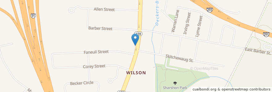 Mapa de ubicacion de Wilson Congregational Church en الولايات المتّحدة الأمريكيّة, كونيتيكت, Hartford County, Windsor.