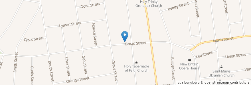 Mapa de ubicacion de African Methodist Resurrection Episcopal Zion Church en 미국, 코네티컷, Hartford County, New Britain.