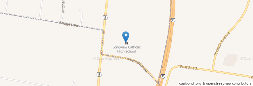 Mapa de ubicacion de Longview Catholic High School en Estados Unidos Da América, Connecticut, Hartford County, Enfield.