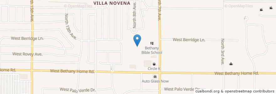 Mapa de ubicacion de Bethany Bible Church en Estados Unidos Da América, Arizona, Maricopa County, Phoenix.