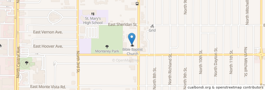 Mapa de ubicacion de Bible Baptist Church en Amerika Syarikat, Arizona, Maricopa County, Phoenix.