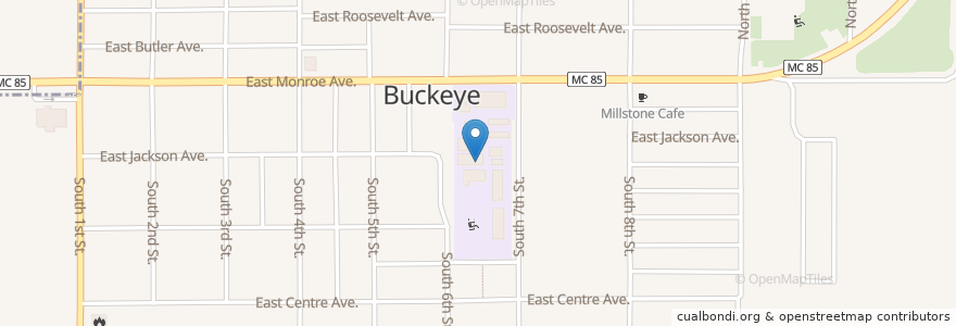 Mapa de ubicacion de Buckeye Middle School en アメリカ合衆国, アリゾナ州, Maricopa County, Buckeye.