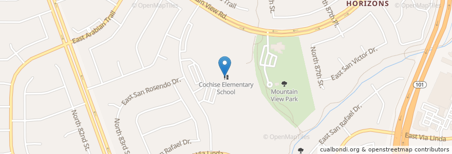 Mapa de ubicacion de Cochise Elementary School en アメリカ合衆国, アリゾナ州, Maricopa County, Scottsdale.