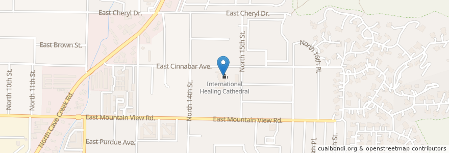 Mapa de ubicacion de International Healing Cathedral en Estados Unidos De América, Arizona, Maricopa County, Phoenix.