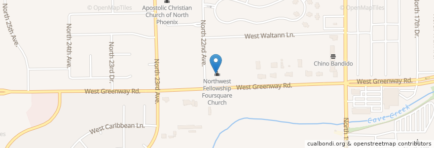 Mapa de ubicacion de Northwest Fellowship Foursquare Church en Estados Unidos De América, Arizona, Maricopa County, Phoenix.