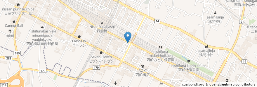 Mapa de ubicacion de ラーメン王 en 日本, 千葉県, 船橋市.