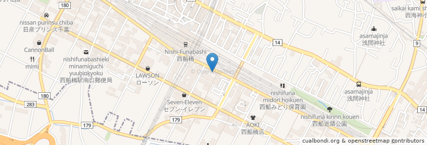 Mapa de ubicacion de 鳥貴族 en 日本, 千葉県, 船橋市.