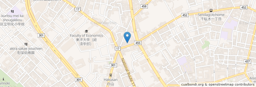 Mapa de ubicacion de 文京シティ歯科 en Giappone, Tokyo, 文京区.