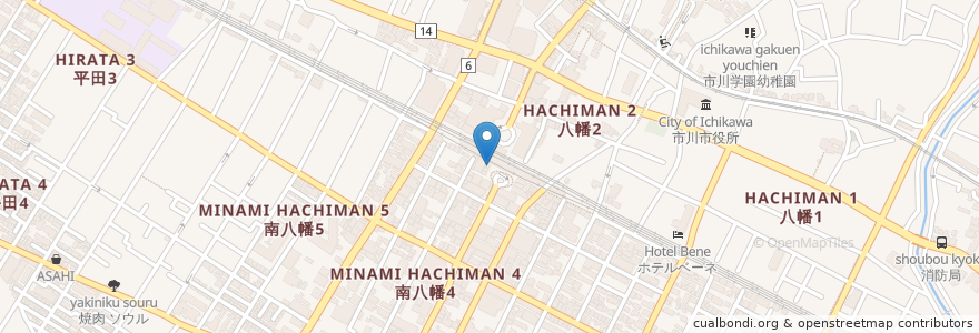 Mapa de ubicacion de かつ屋 en 日本, 千葉県, 市川市.