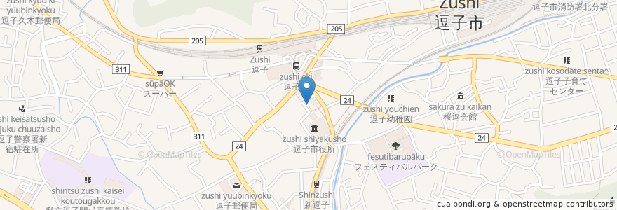 Mapa de ubicacion de 萬榮稲荷大明神 en Japonya, 神奈川県, 逗子市.