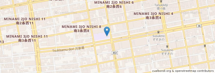 Mapa de ubicacion de 札幌市しせいかん保育園 en Japan, 北海道, 石狩振興局, Sapporo, 中央区.