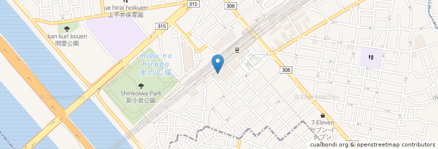 Mapa de ubicacion de 葛飾区立 新小岩駅南口自転車駐車場 en Japan, Tokio, 葛飾区.