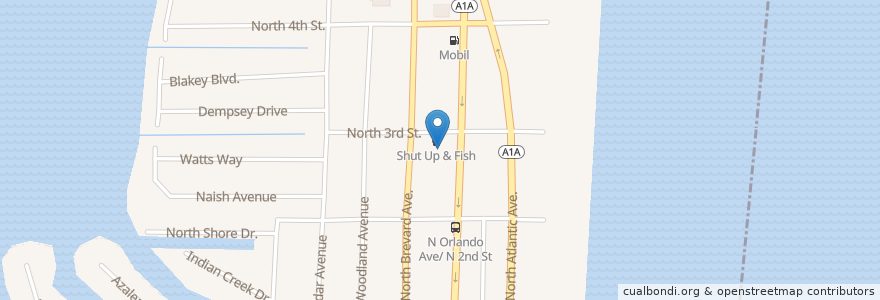 Mapa de ubicacion de Burger Country en Amerika Birleşik Devletleri, Florida, Brevard County, Cocoa Beach.