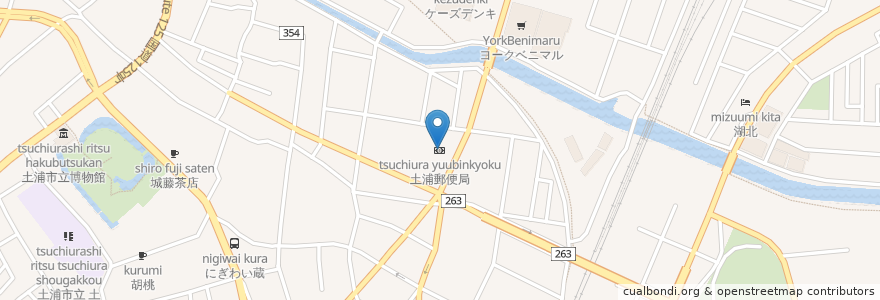 Mapa de ubicacion de 土浦郵便局 en 日本, 茨城県, 土浦市.