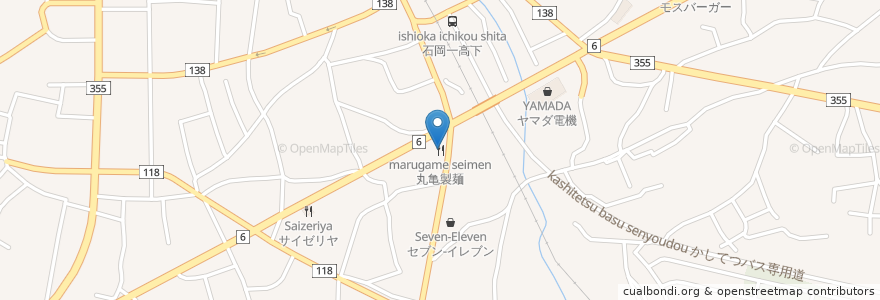 Mapa de ubicacion de 丸亀製麺 en Japon, Préfecture D'Ibaraki, 石岡市.