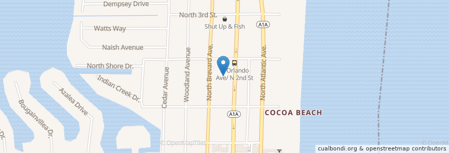 Mapa de ubicacion de Cocoa Beach Sports Pub en United States, Florida, Brevard County, Cocoa Beach.