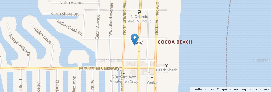 Mapa de ubicacion de Inner Room en Estados Unidos Da América, Flórida, Condado De Brevard, Cocoa Beach.