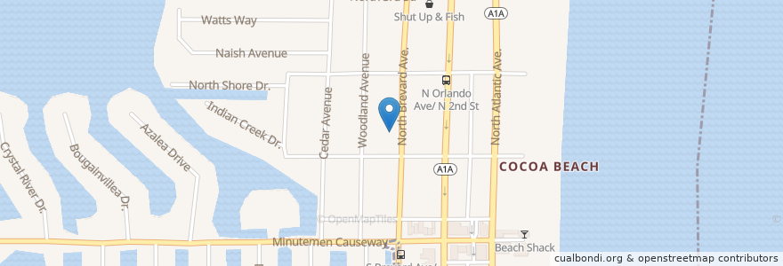 Mapa de ubicacion de Pompano Grill en 美利坚合众国/美利堅合眾國, 佛罗里达州/佛羅里達州, 布里瓦德县/布里瓦德縣/布里瓦德郡, Cocoa Beach.