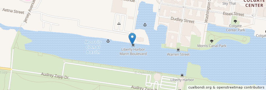Mapa de ubicacion de Liberty Harbor Marin Boulevard en États-Unis D'Amérique, New Jersey, Hudson County, Jersey City.