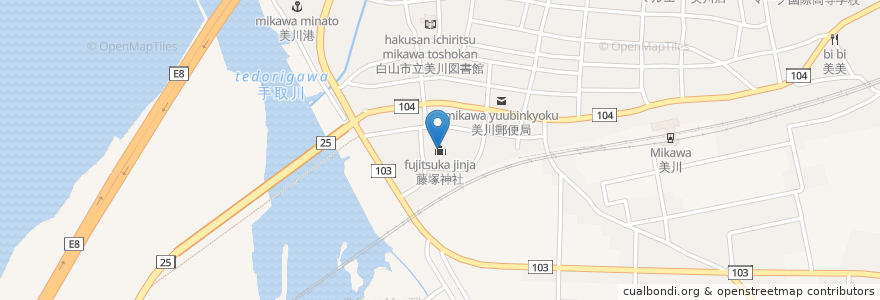 Mapa de ubicacion de 藤塚神社 en Japan, 石川県, 白山市.