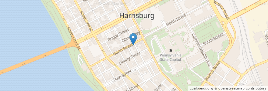 Mapa de ubicacion de Harrisburg Maennerchor en Vereinigte Staaten Von Amerika, Pennsylvania, Dauphin County, Harrisburg.