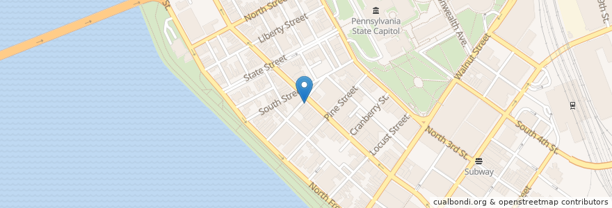 Mapa de ubicacion de 2nd Street Shawarma en 美利坚合众国/美利堅合眾國, 宾夕法尼亚 / 賓夕法尼亞州, Dauphin County, Harrisburg.