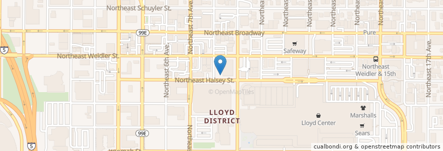 Mapa de ubicacion de Lloyd Athletic Club en Amerika Syarikat, Oregon, Portland, Multnomah County.