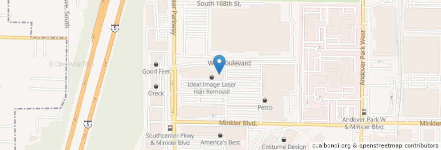 Mapa de ubicacion de Old Spaghetti Factory en 미국, 워싱턴, King County, Tukwila.
