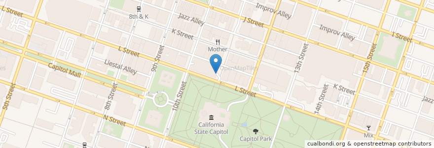 Mapa de ubicacion de 11th Street Exit en Verenigde Staten, Californië, Sacramento County, Sacramento.