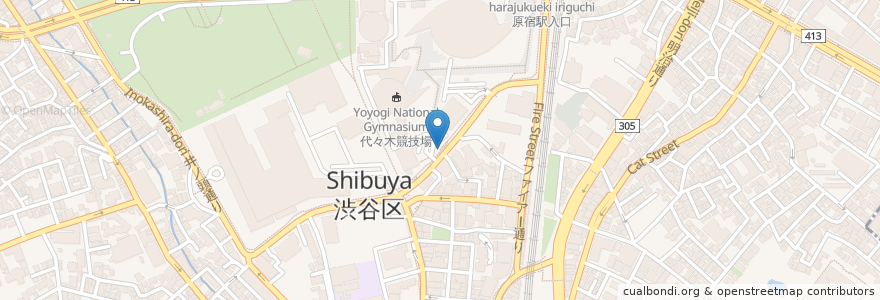 Mapa de ubicacion de 渋谷区役所前駐車場 歩行者出入口9 en 일본, 도쿄도, 시부야구.