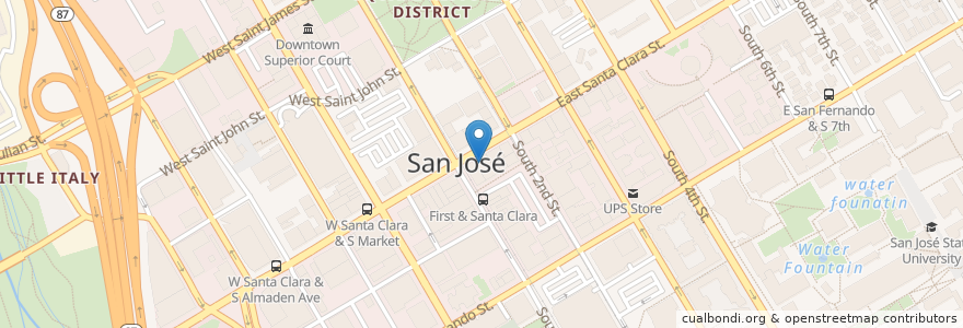 Mapa de ubicacion de Red Rose en Estados Unidos Da América, Califórnia, Santa Clara County, San Jose.