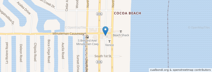 Mapa de ubicacion de Minuteman Tavern en 미국, 플로리다주, Brevard County, Cocoa Beach.