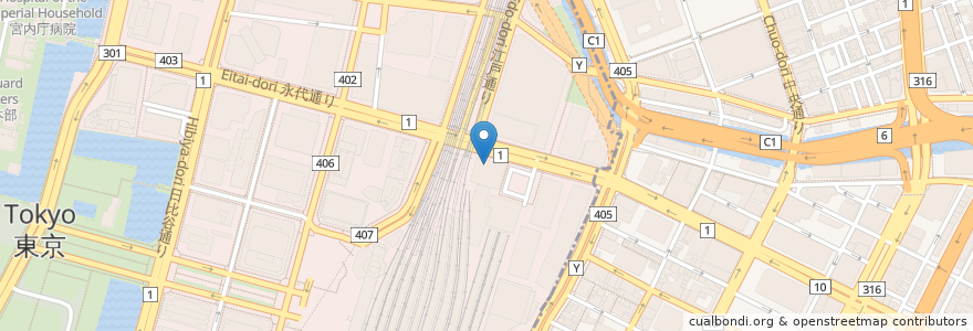 Mapa de ubicacion de スターバックス en Japão, Tóquio, 千代田区, 中央区.